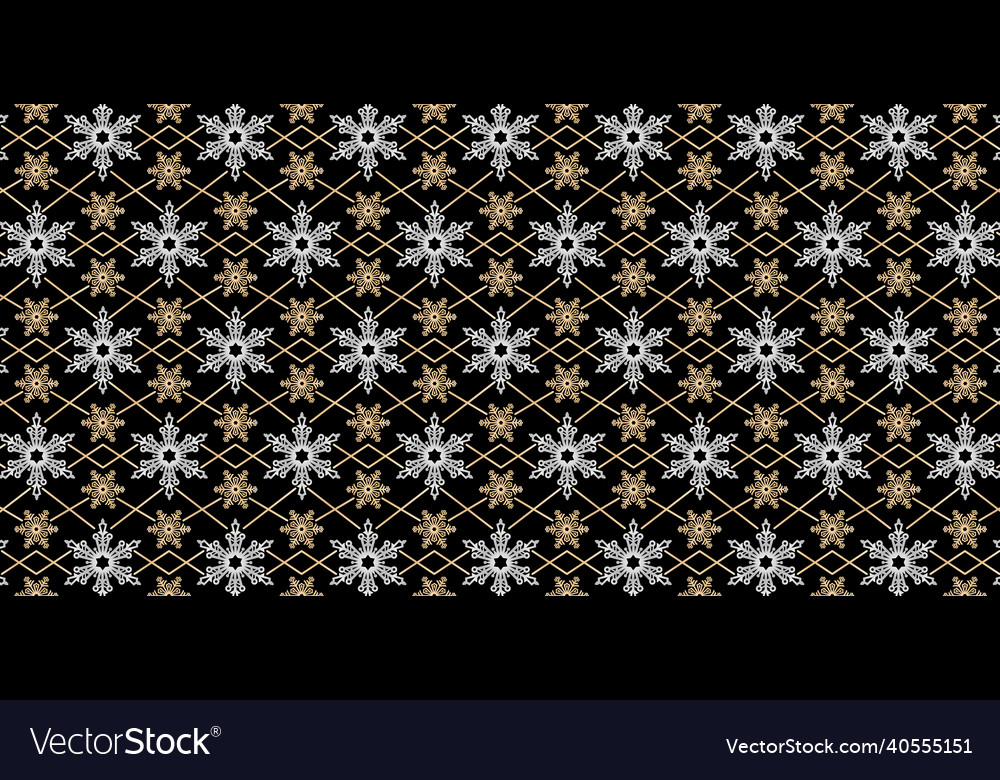 Seamless pattern of snowflake with gold and silver