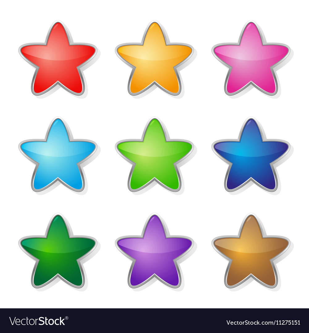 Set of multicolored stars Royalty Free Vector Image