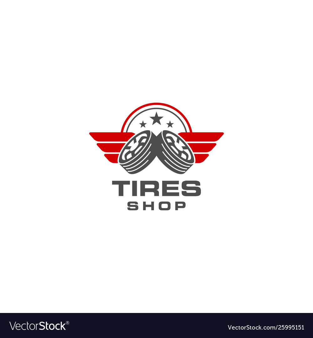 Tires Shop Logo Design Template Silhouette Tire Vector Image