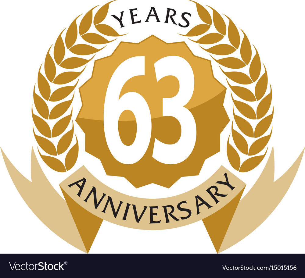 63 years ribbon anniversary Royalty Free Vector Image