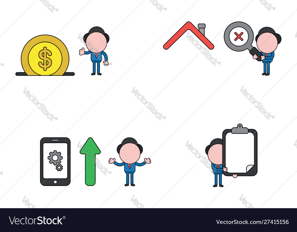 Businessman character set black outlines