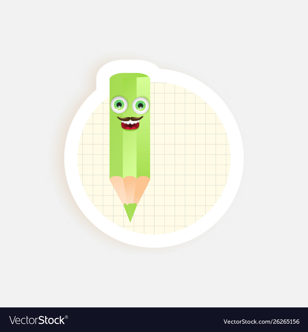 Cartoon pencil character ready to print sticker