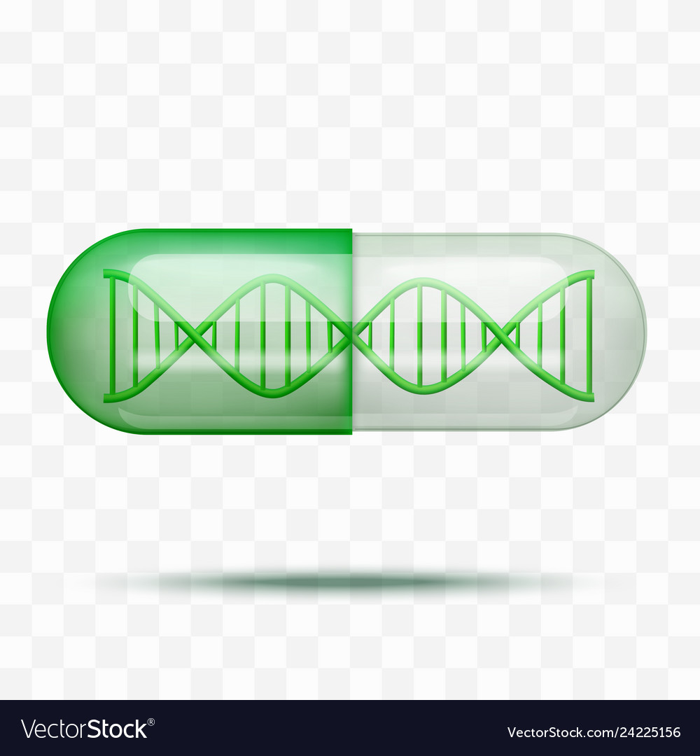 Grüne Kapsel Pille mit Dna-Molekül