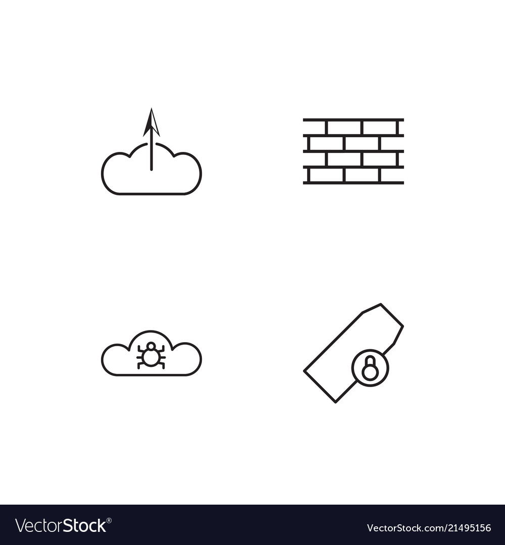 Cyber security linear icons set simple outline