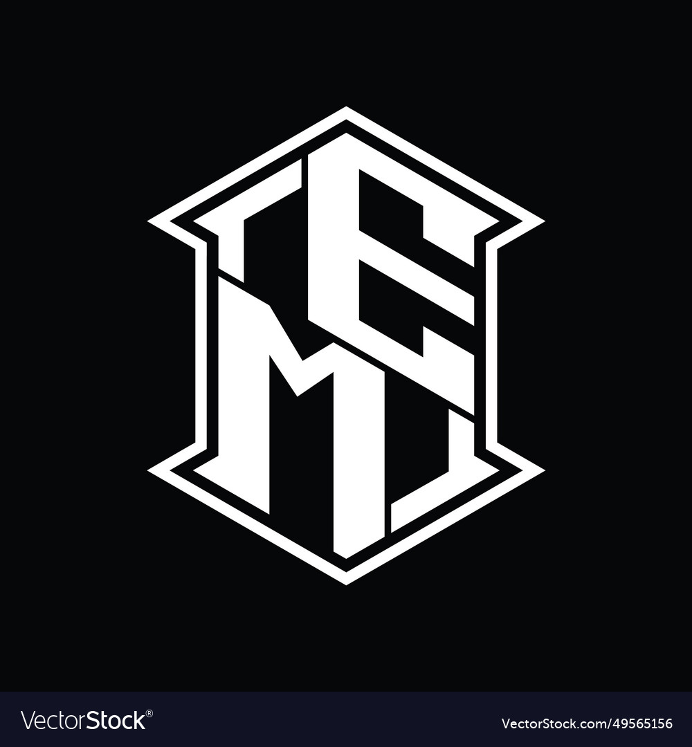 Em logo monogram hexagon shield shape up and down