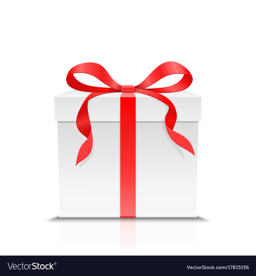 Gift box with red color bow knot and ribbon Vector Image