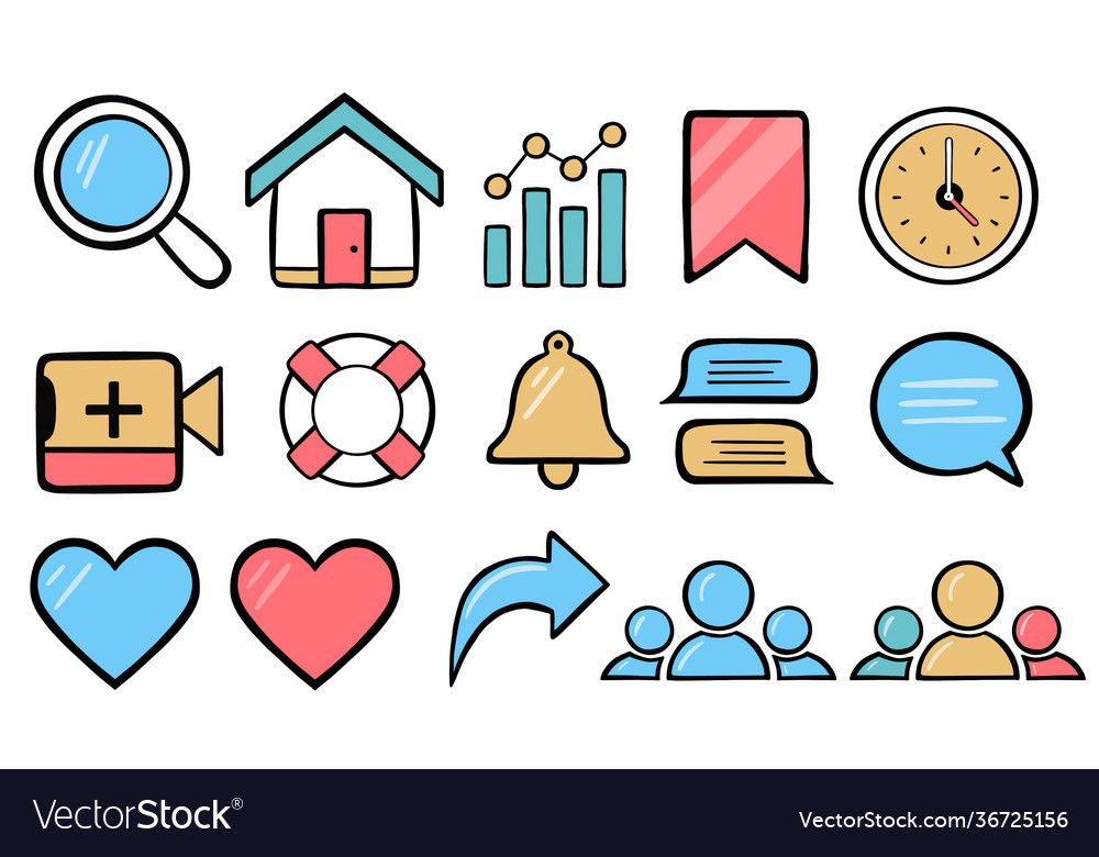 Icon set web color vector image Icon set web color