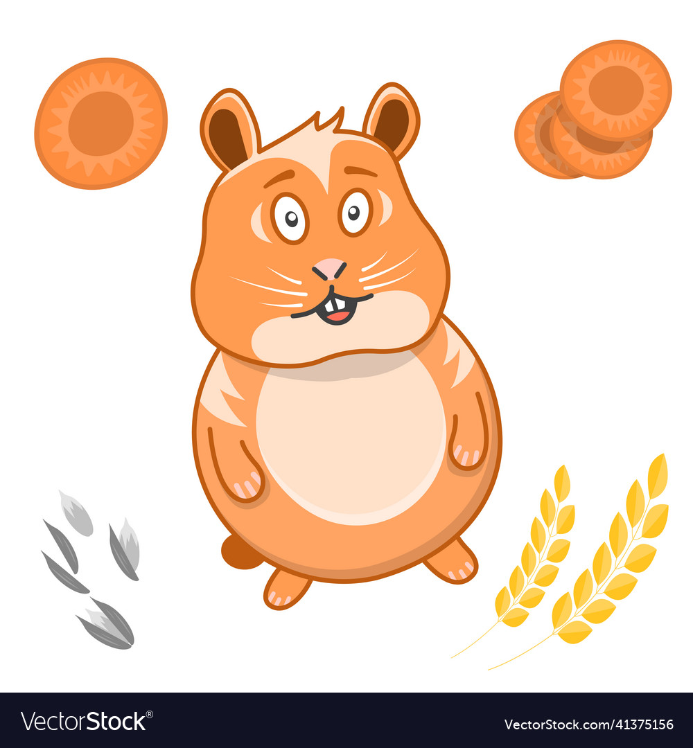 Bild von einem niedlichen Cartoon Hamster einfache Zeichnung vector image Bild von einem niedlichen Cartoon Hamster einfache Zeichnung