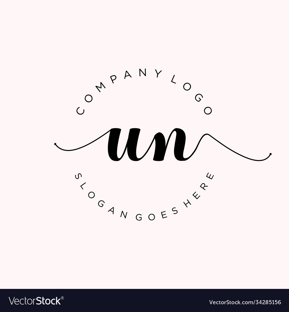 Initial un handwriting logo with circle template