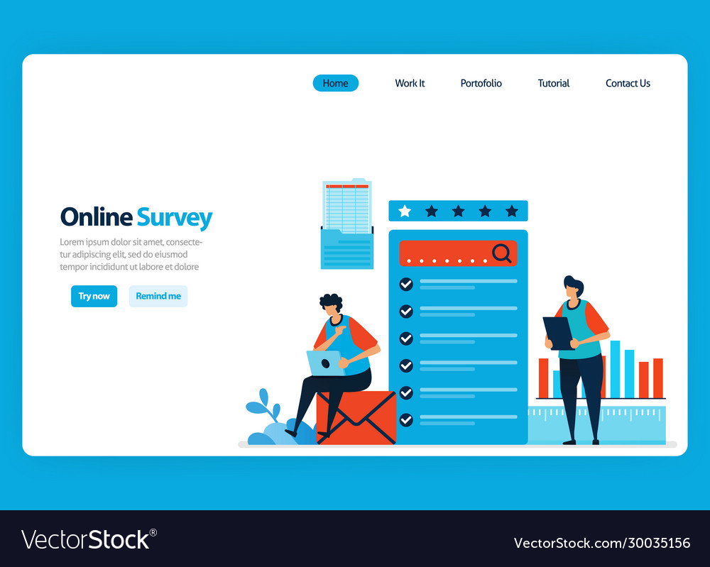 Landing page design for online survey and exam