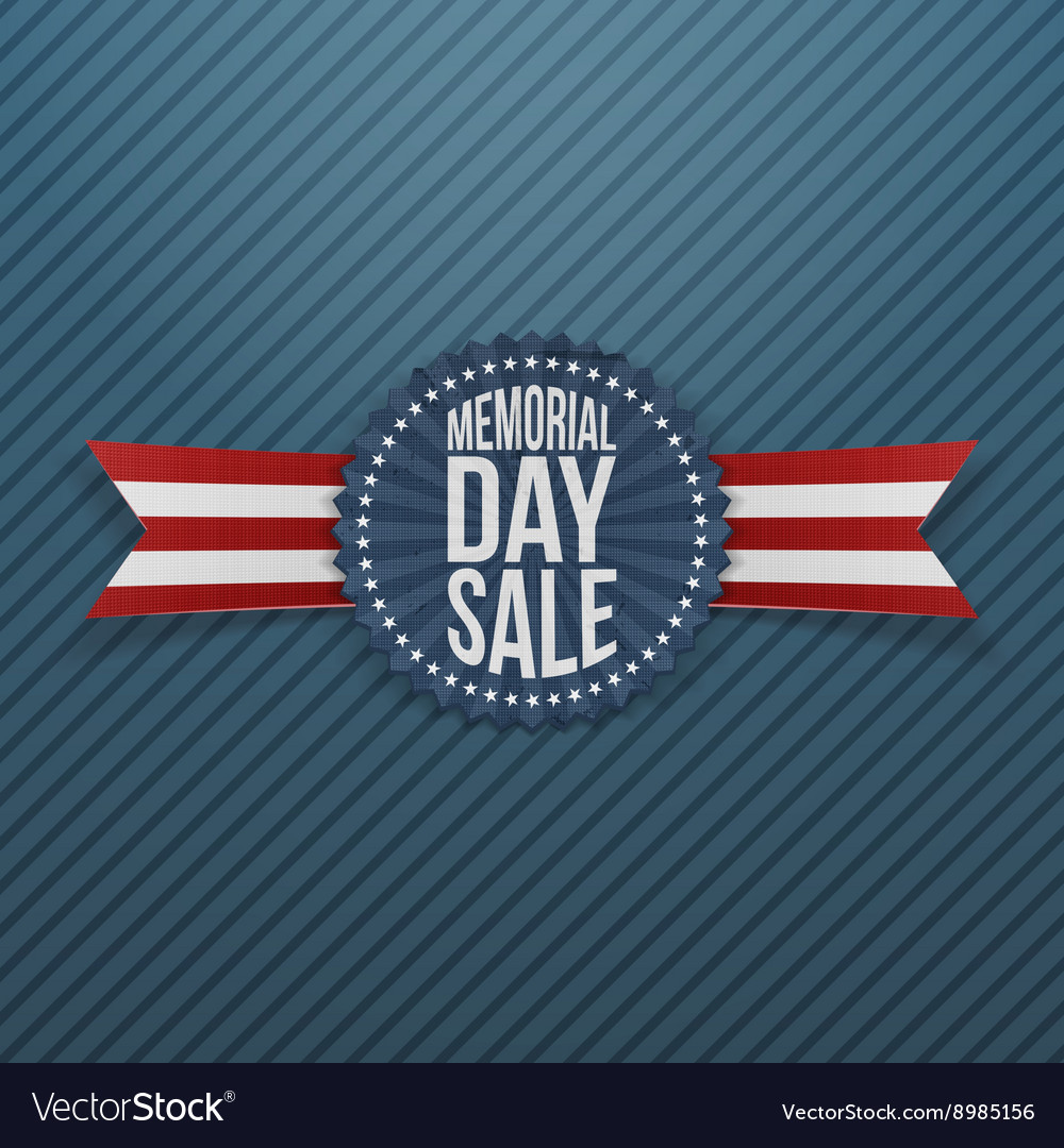 Memorial day sale realistic badge and ribbon