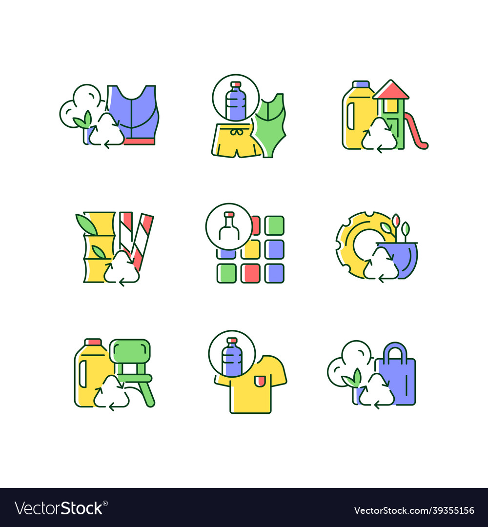 Natural resources conservation rgb color icons set