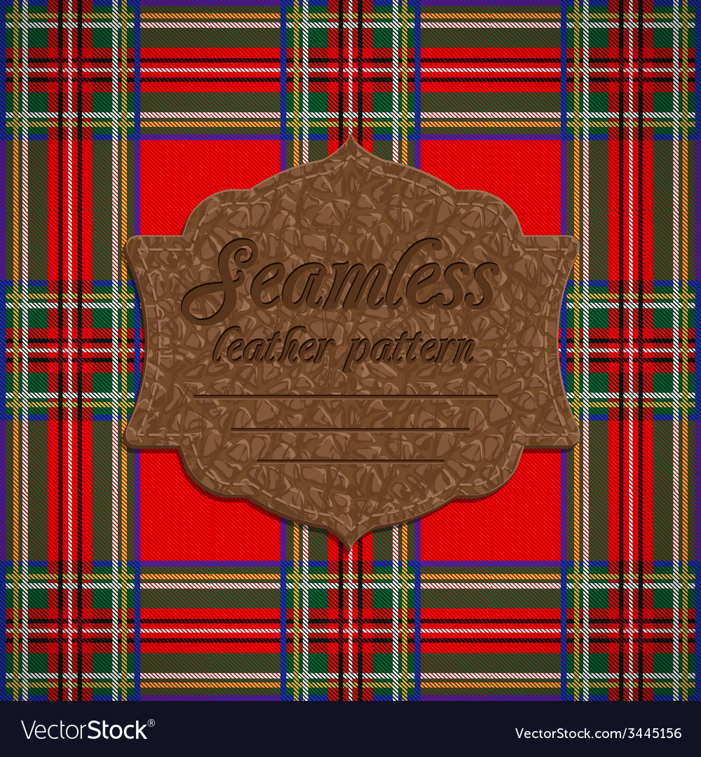 Seamless tartan pattern and label with