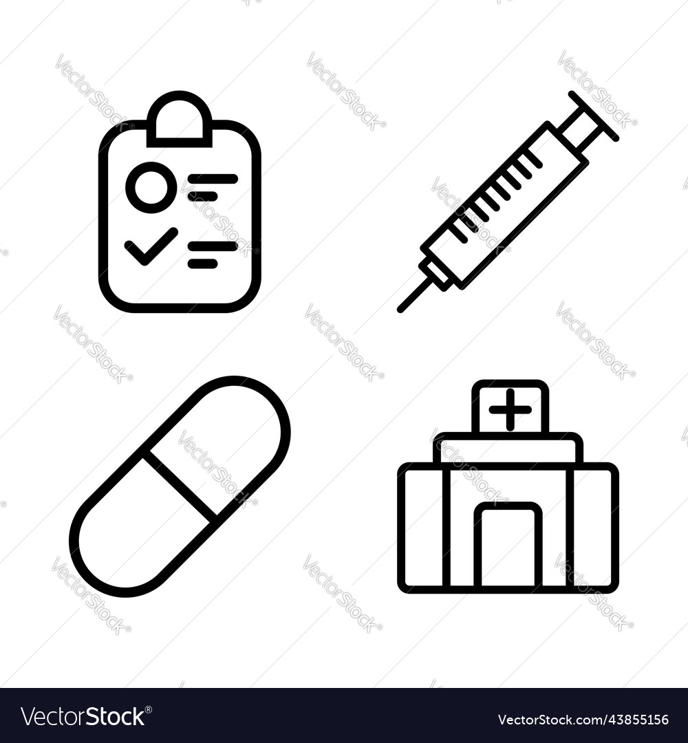 Set of silhouettes health care medical tools