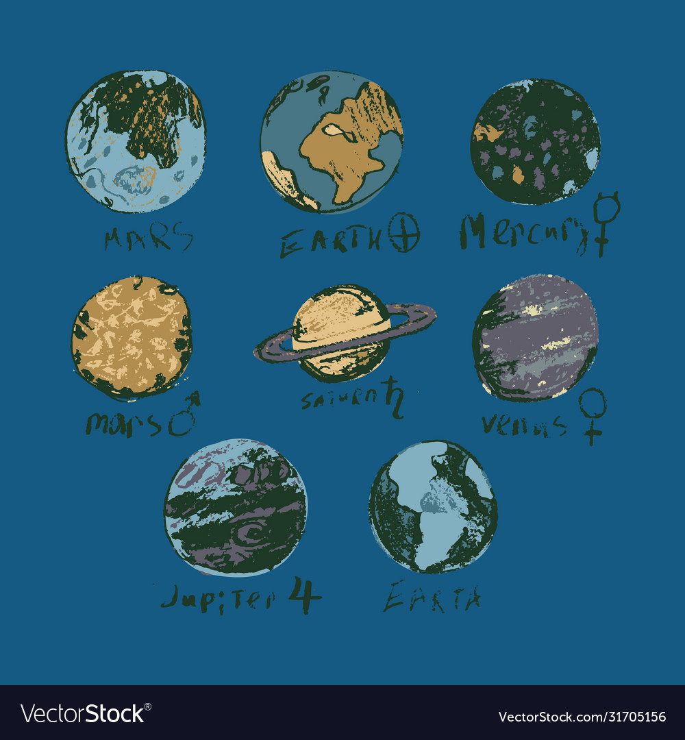 Set space objects planets stars comet vector image Set space objects planets stars comet