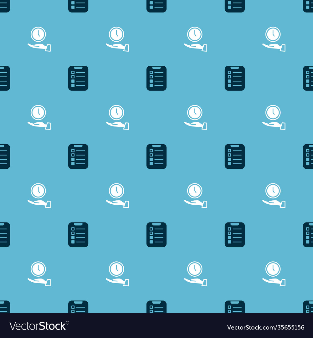 Set to do list or planning and clock on seamless vector image Set to do list or planning and clock on seamless