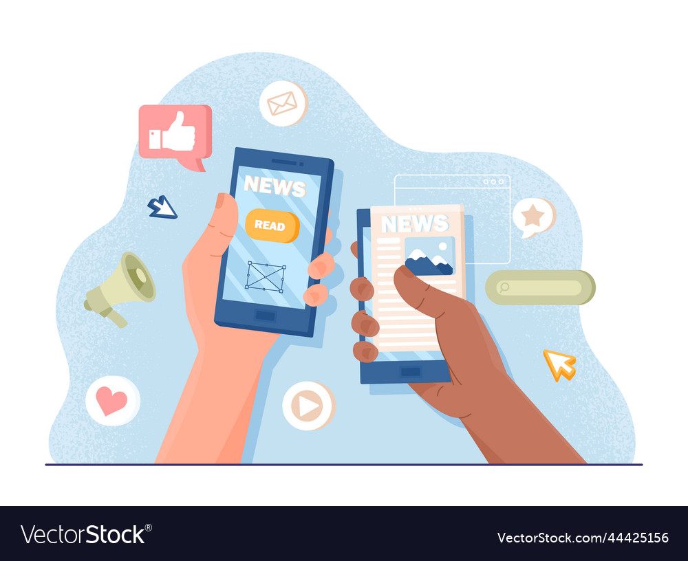 Smartphones mit Zeitung vector image Smartphones mit Zeitung