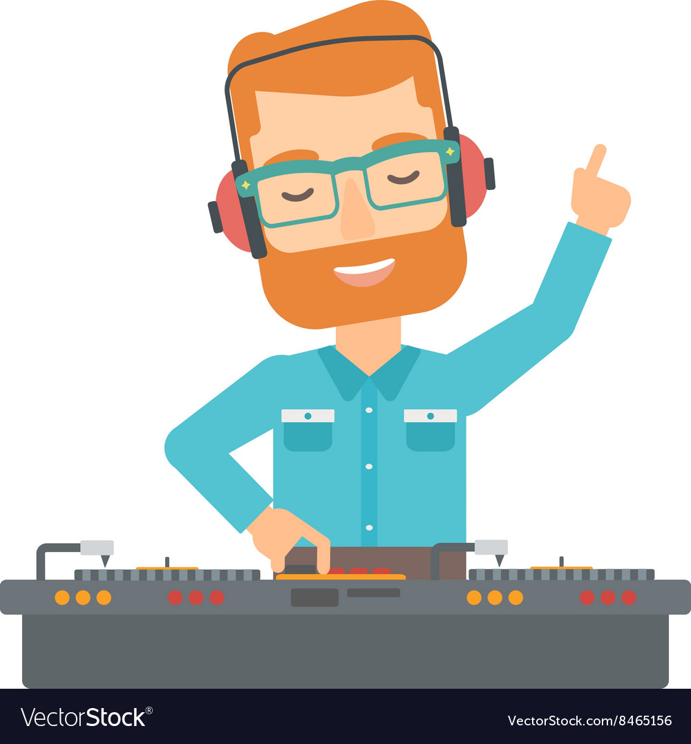 Smiling dj with console