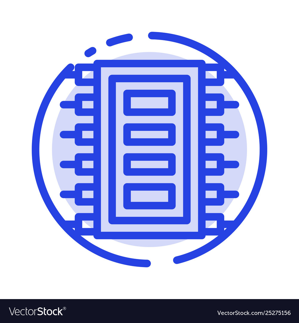 Tech hardware chip computer connect blue dotted vector image Tech hardware chip computer connect blue dotted