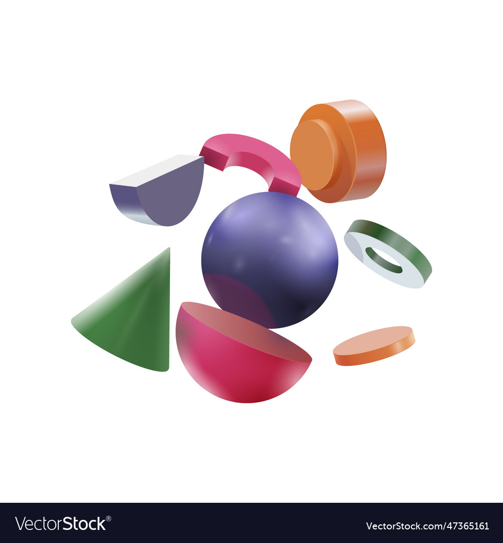 3d floating geometric background in different vector image 3d floating geometric background in different