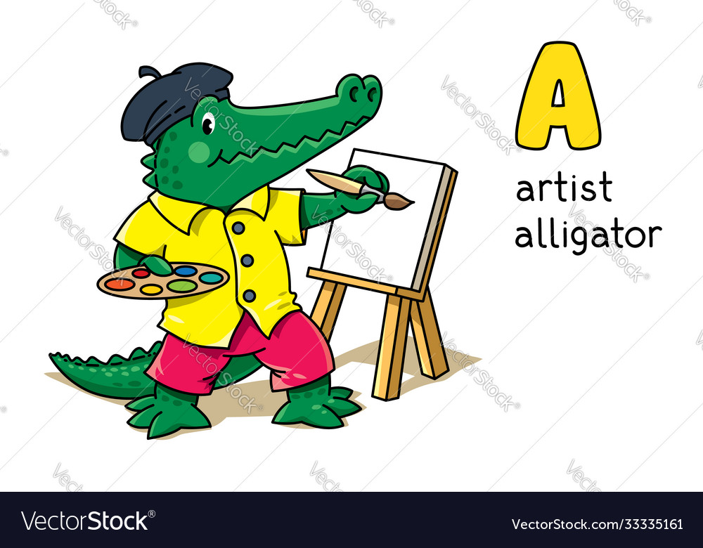 Alligator artist animal and profession alphabet