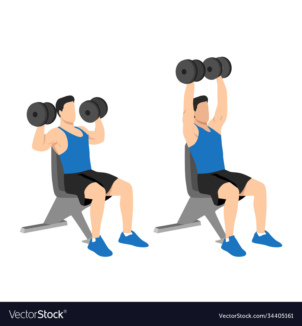 Dumbbell overhead press top body workout Vector Image