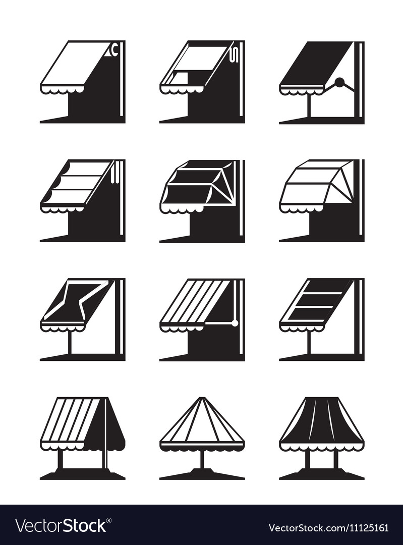 Folding awnings and canopies buildings Royalty Free Vector