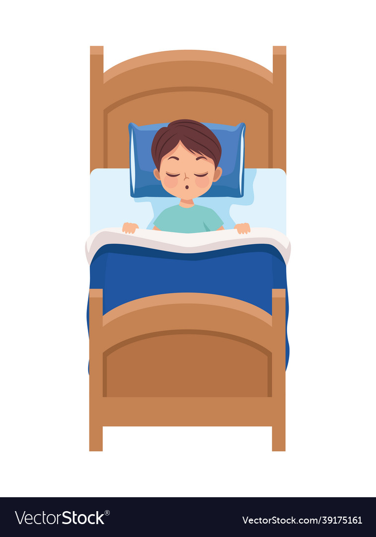 Little boy sleeping in bed Royalty Free Vector Image