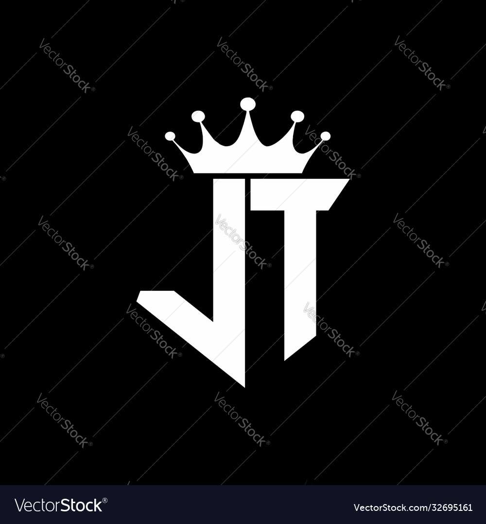 Lt logo monogram shield shape with crown design Vector Image