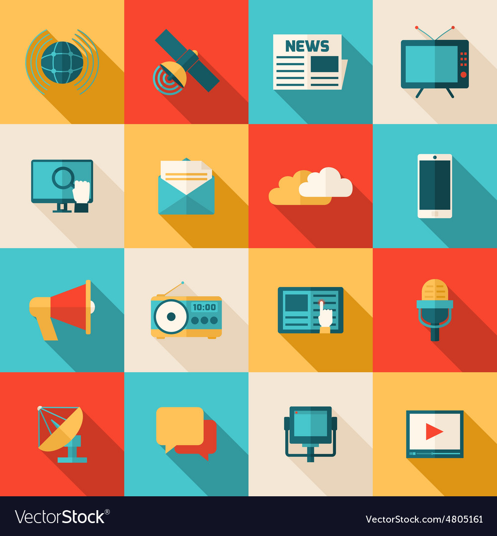 Media icons set Royalty Free Vector Image - VectorStock