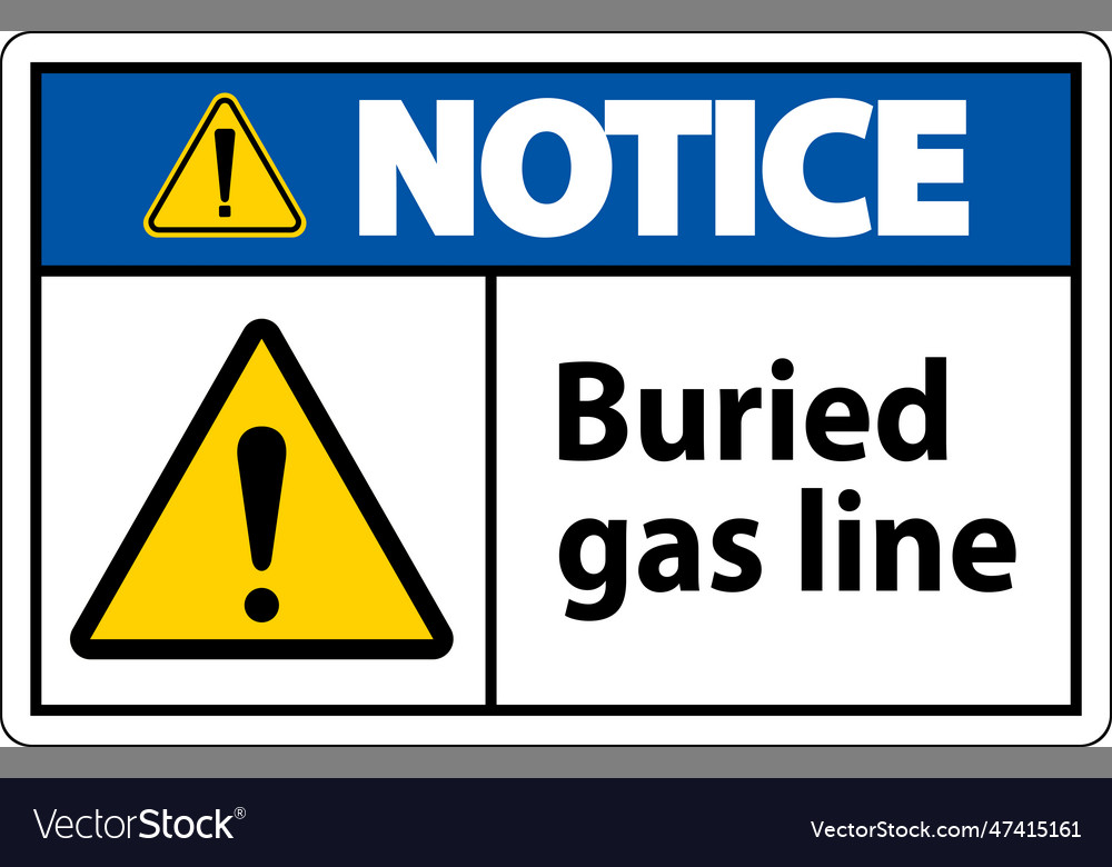 Hinweis Zeichen begraben Gasleitung auf weißem Hintergrund vector image Hinweis Zeichen begraben Gasleitung auf weißem Hintergrund