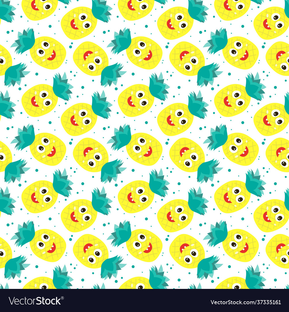 Seamless pattern with colorful pineapples vector image Seamless pattern with colorful pineapples