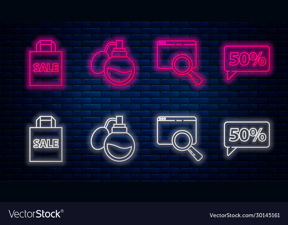 Set line perfume search in a browser window vector image Set line perfume search in a browser window