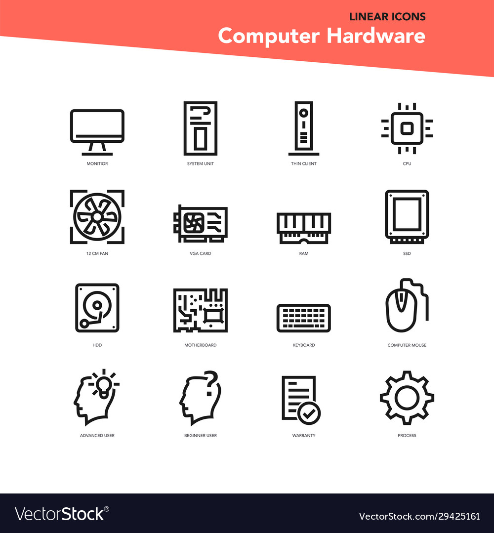 Set linear icons - computer