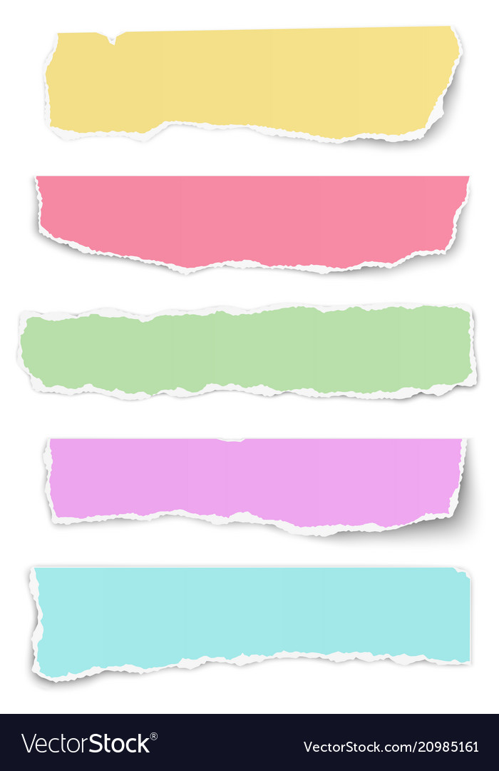 Set of elongated tattered different colors paper Vector Image