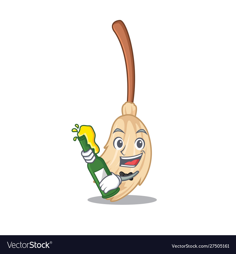 With beer broom behind in character door