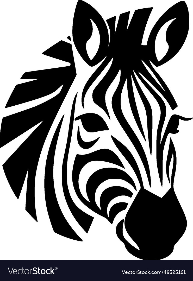 Zebra - black and white isolated icon