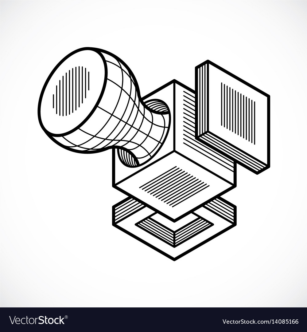 Abstract isometric dimensional shape made using