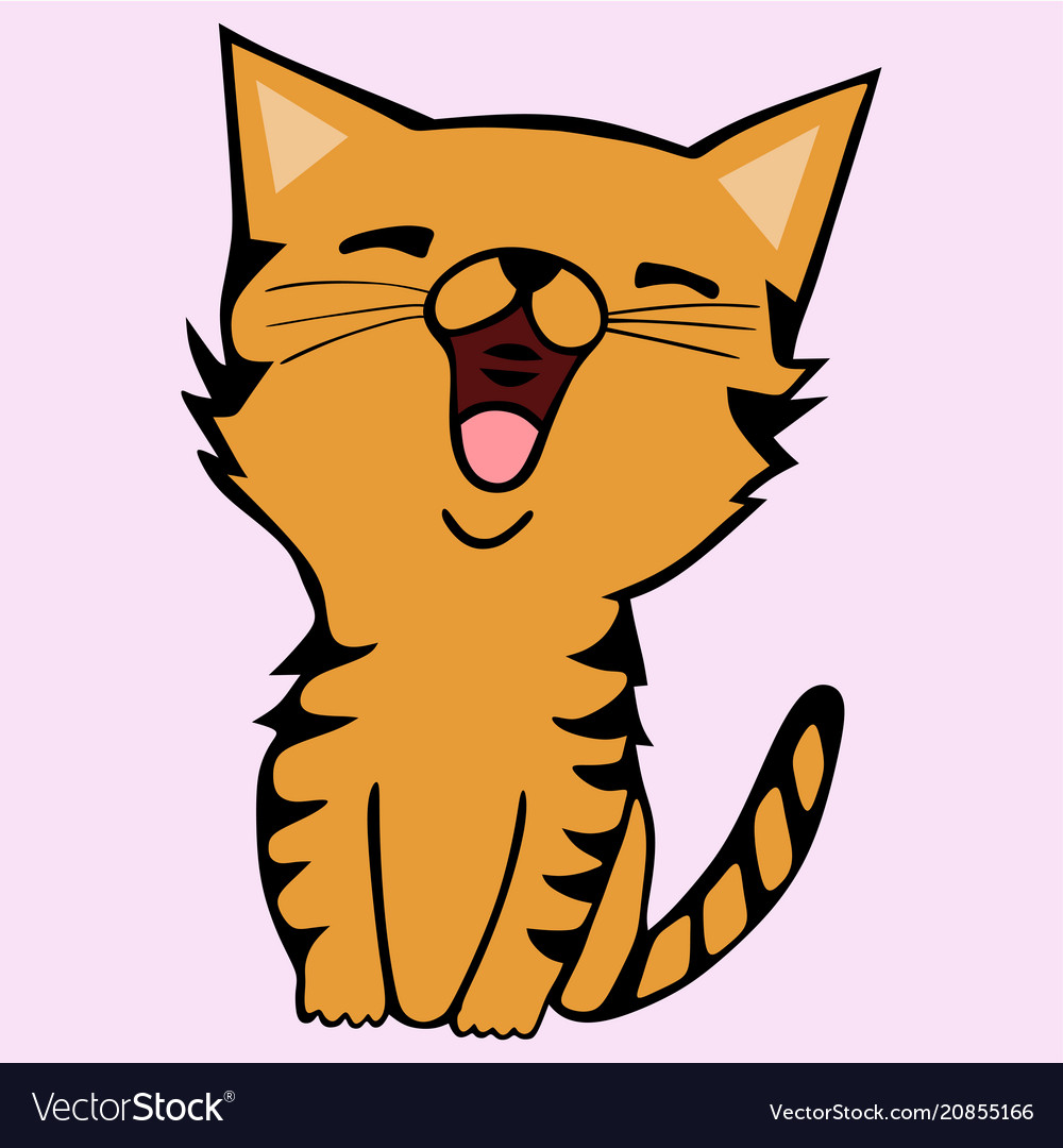 Cat sings silhouette Royalty Free Vector Image