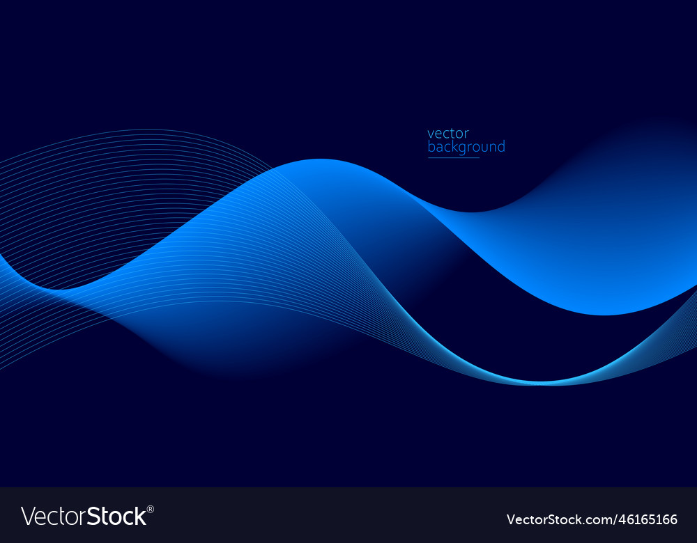 Flowing dark blue curve shape with soft gradient vector image Flowing dark blue curve shape with soft gradient