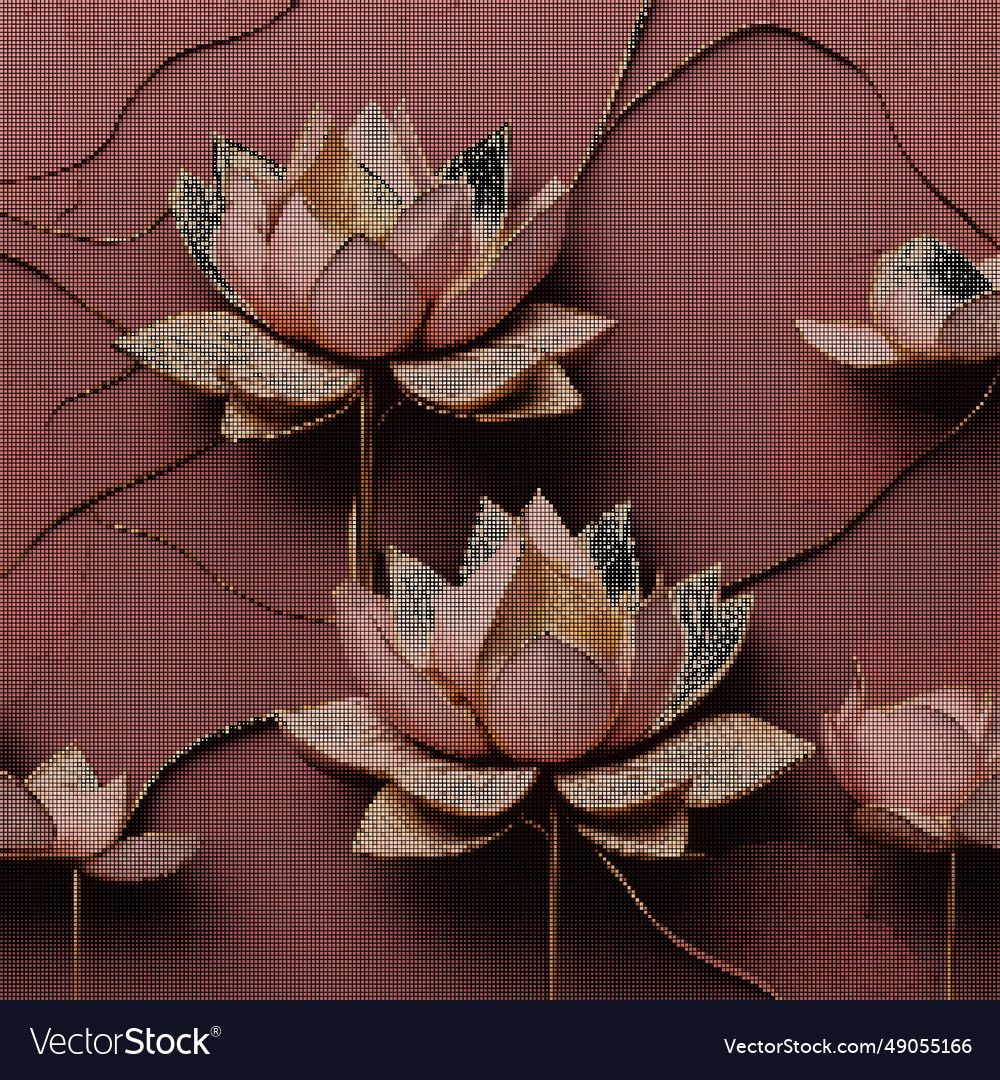 Halftone Pixel Kunst Blumenmosaik 3d Lotus Blumen