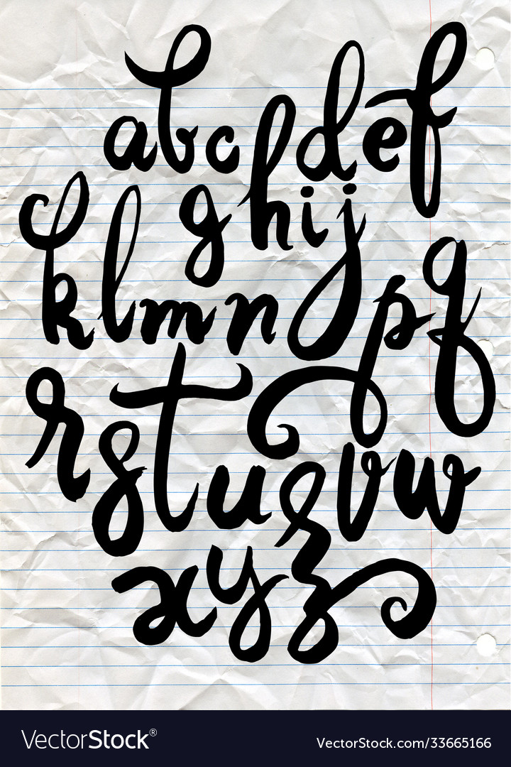 Handwritten brush script letters isolated