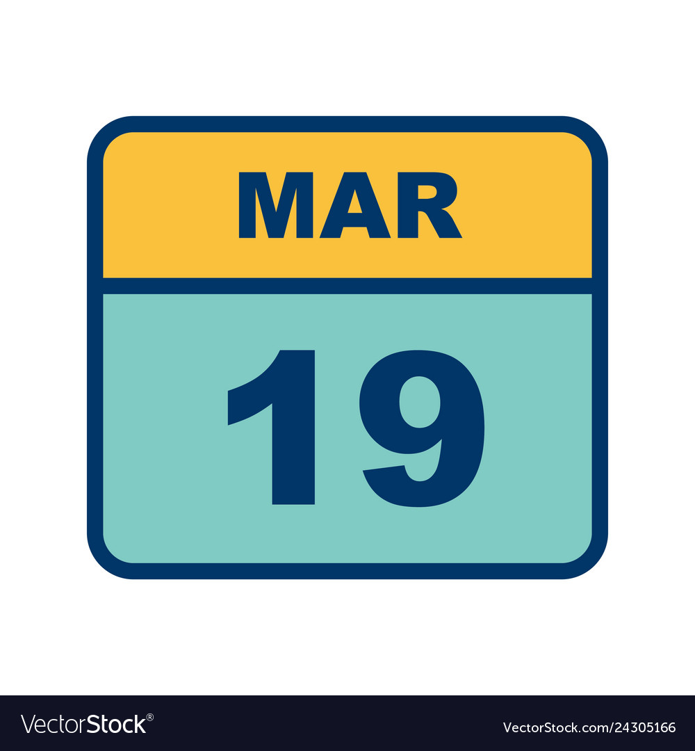 March 19th date on a single day calendar