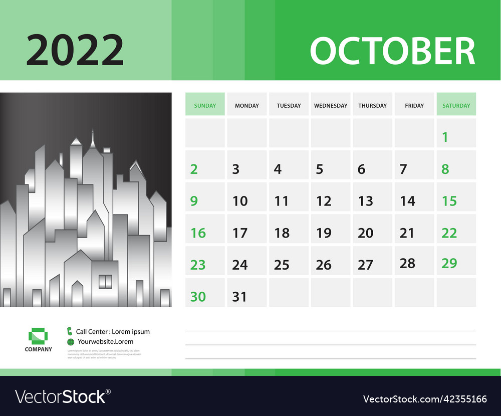 October 2022 year- calendar template