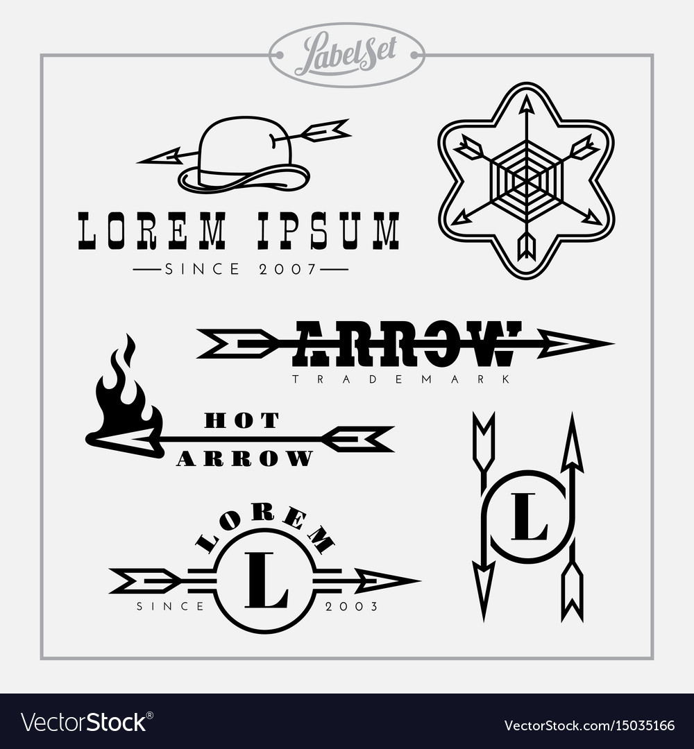 Outline label set with arrow