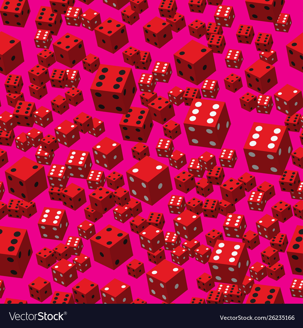 Red dice seamless pattern 3d