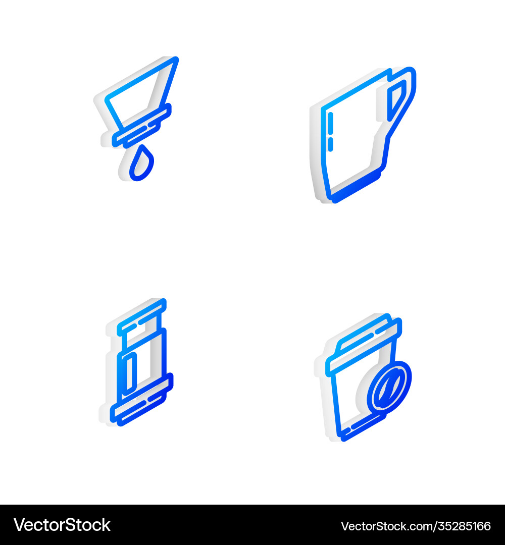 Set isometric line coffee cup v60 coffee maker Vector Image