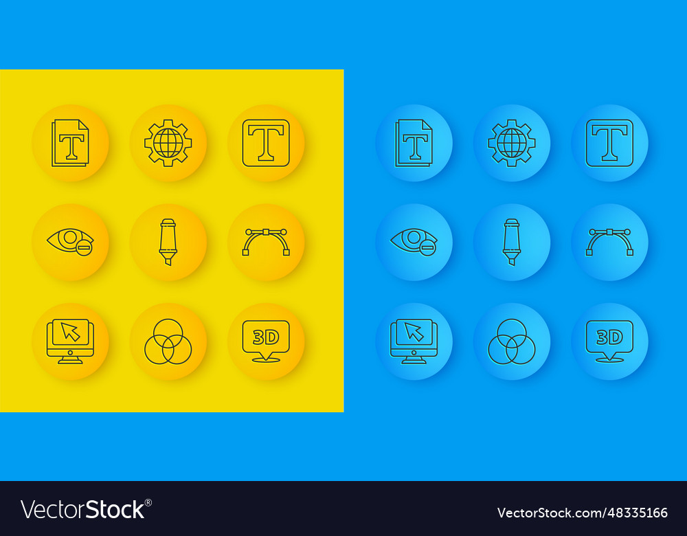 Set line computer monitor and cursor red eye vector image Set line computer monitor and cursor red eye