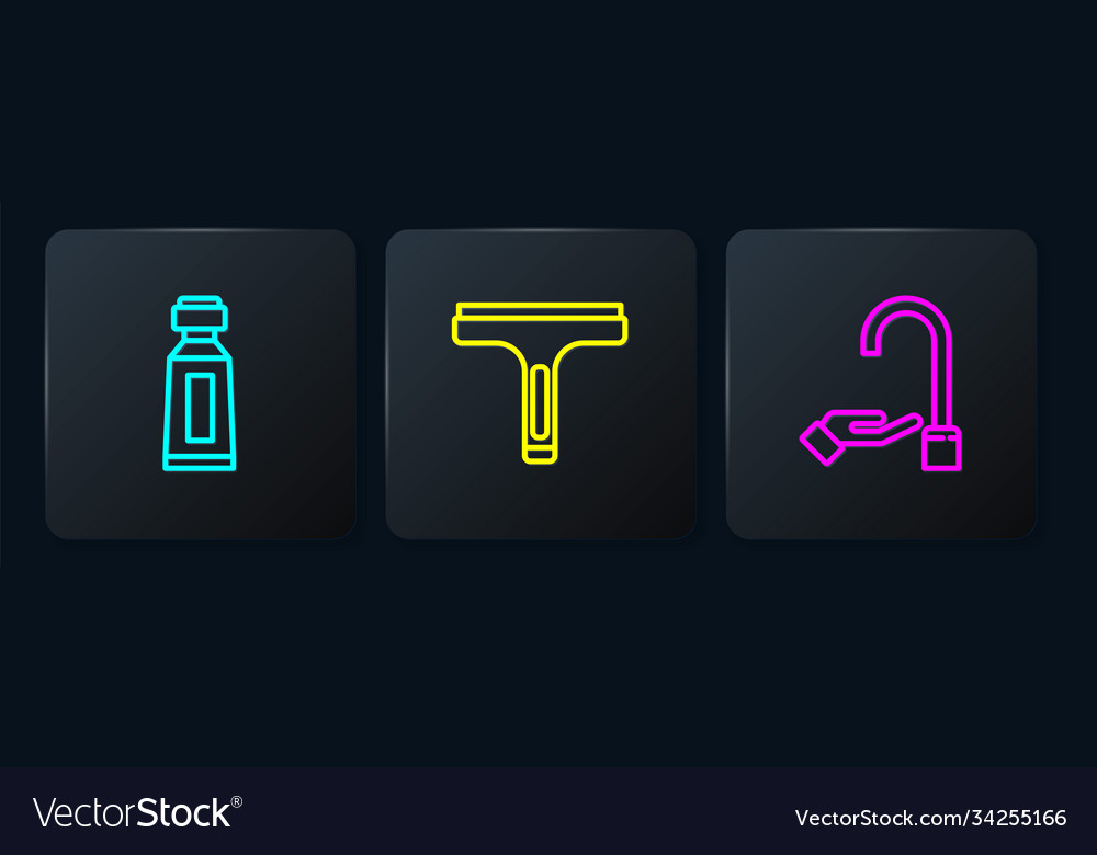 Set line tube toothpaste washing hands Royalty Free Vector