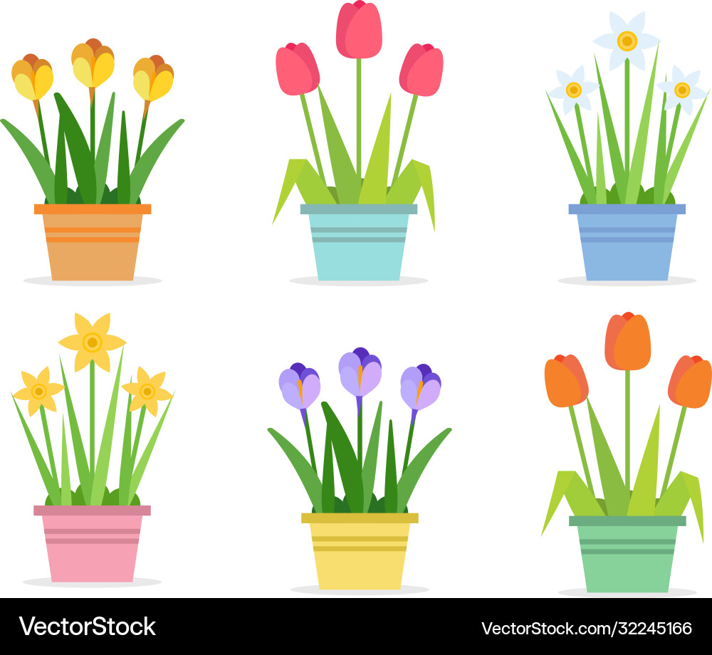 Spring flowers - set Royalty Free Vector Image
